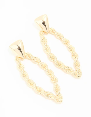 Gold Twisted Rope Drop Earrings