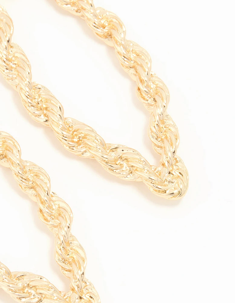 Gold Twisted Rope Drop Earrings