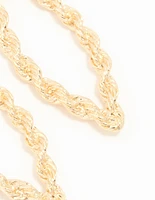 Gold Twisted Rope Drop Earrings