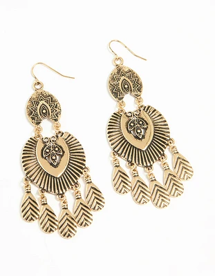 Antique Gold Dreamcatcher Drop Earrings