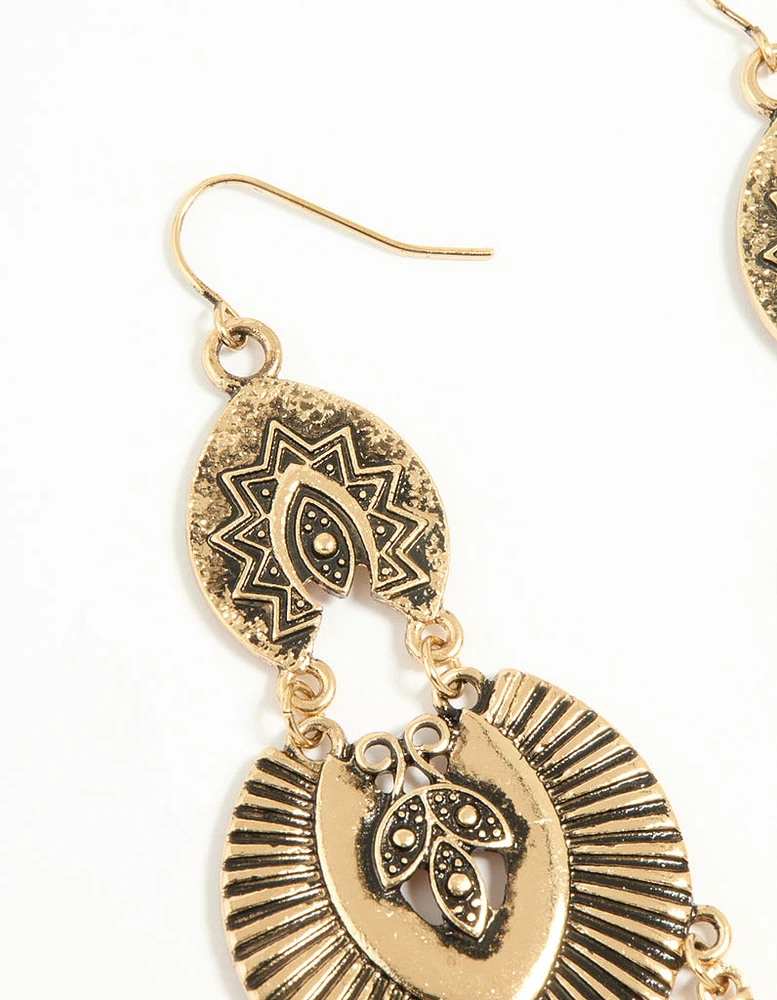Antique Gold Dreamcatcher Drop Earrings