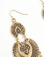 Antique Gold Dreamcatcher Drop Earrings