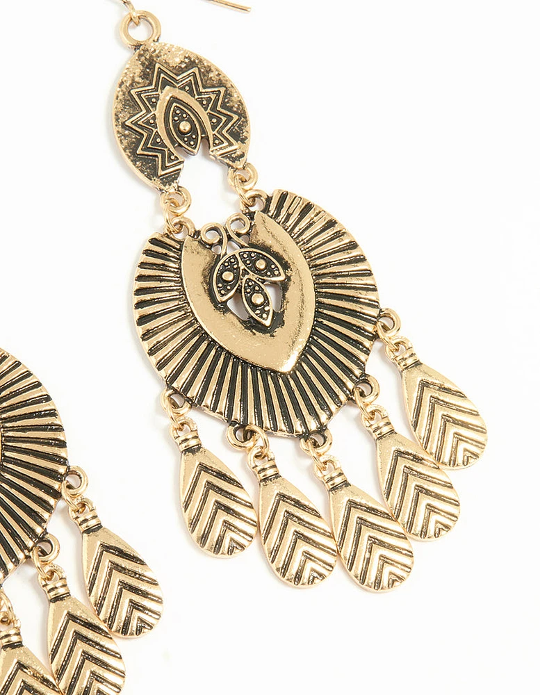 Antique Gold Dreamcatcher Drop Earrings