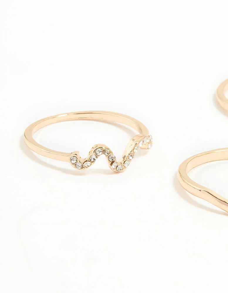 Gold Wavy Rings Pack