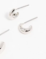 Silver Graduating Simple Hoop Earrings 3-Pack
