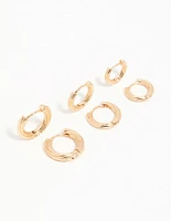 Antique Gold Graduating Twisted Hoop Earrings 3-Pack