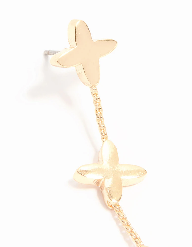 Gold Chain Flower Drop Earrings