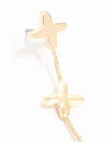 Gold Chain Flower Drop Earrings