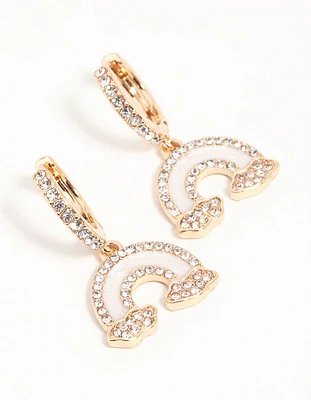 Gold Diamante Rainbow Cloud Huggie Earrings