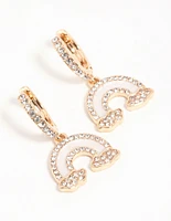 Gold Diamante Rainbow Cloud Huggie Earrings
