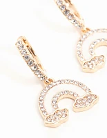 Gold Diamante Rainbow Cloud Huggie Earrings