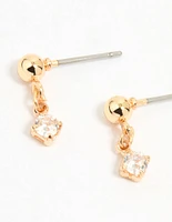 Gold Cubic Zirconia Mixed Cross Huggie & Stud Earrings 3-Pack