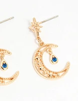 Gold Cubic Zirconia Celestial Drop & Stud Earrings 3-Pack
