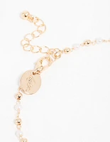 Gold Pearl Disc & Twisted Anklets 3-Pack