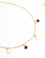 Gold Enamel Flower & Twisted Anklets 4-Pack