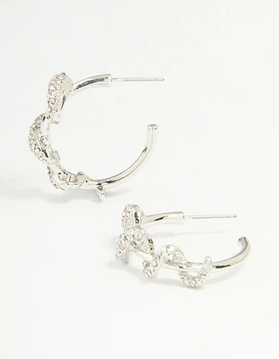 Silver Diamante Snake Hoop Earrings