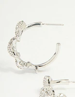 Silver Diamante Snake Hoop Earrings
