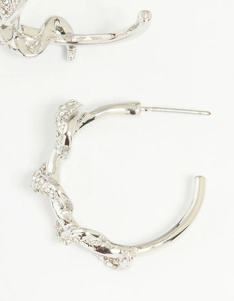 Silver Diamante Snake Hoop Earrings