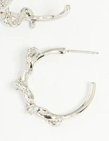 Silver Diamante Snake Hoop Earrings