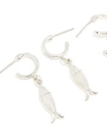 Silver Starfish & Shell Earrings 3-Pack