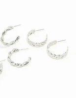 Silver Braided Hoop Earrings 3-Pack