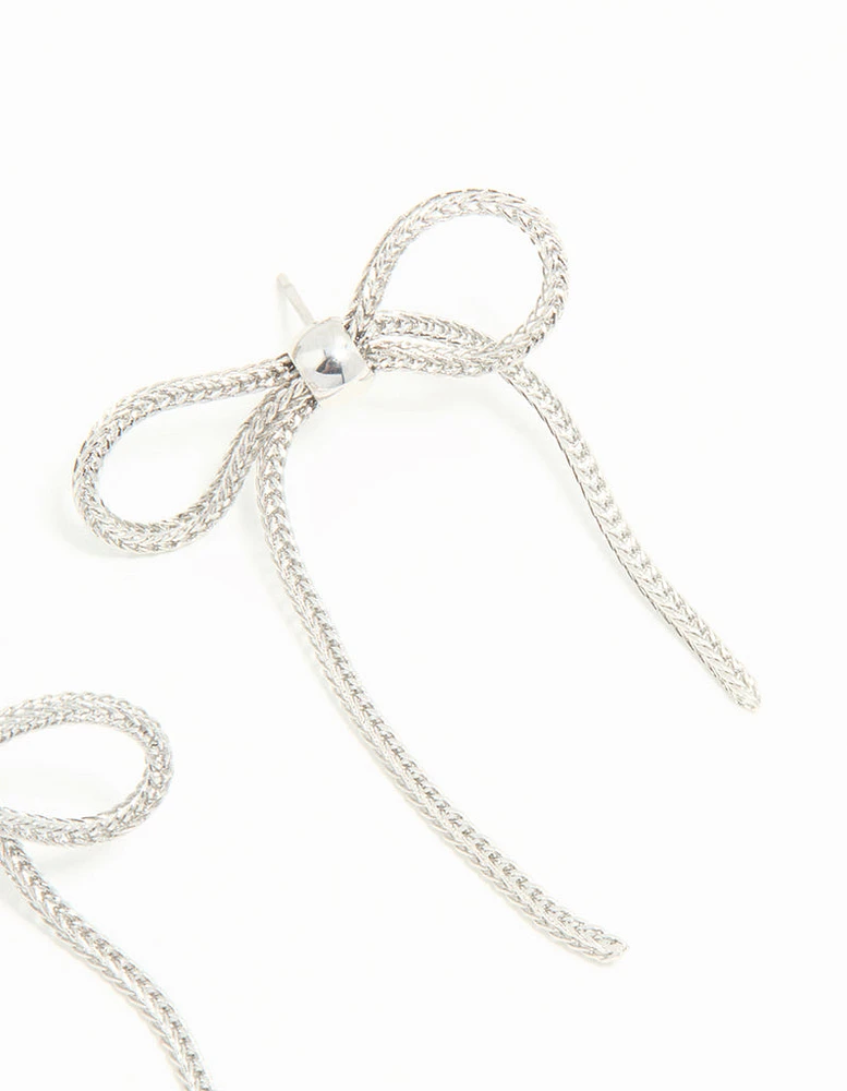 Silver Chain Bow Earrings