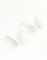 Silver Large Butterfly Stud Earrings