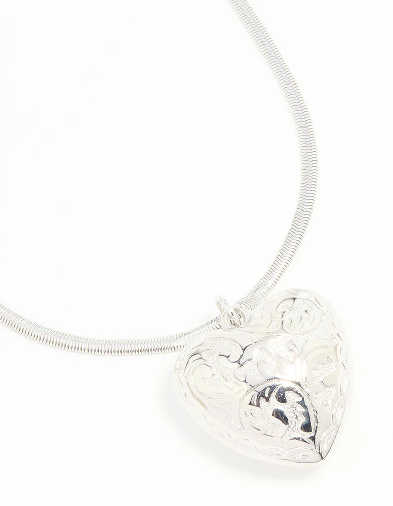 Silver Mega Heart Chain Necklace