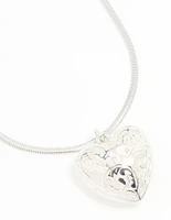 Silver Mega Heart Chain Necklace