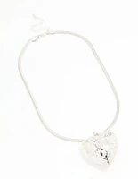 Silver Mega Heart Chain Necklace