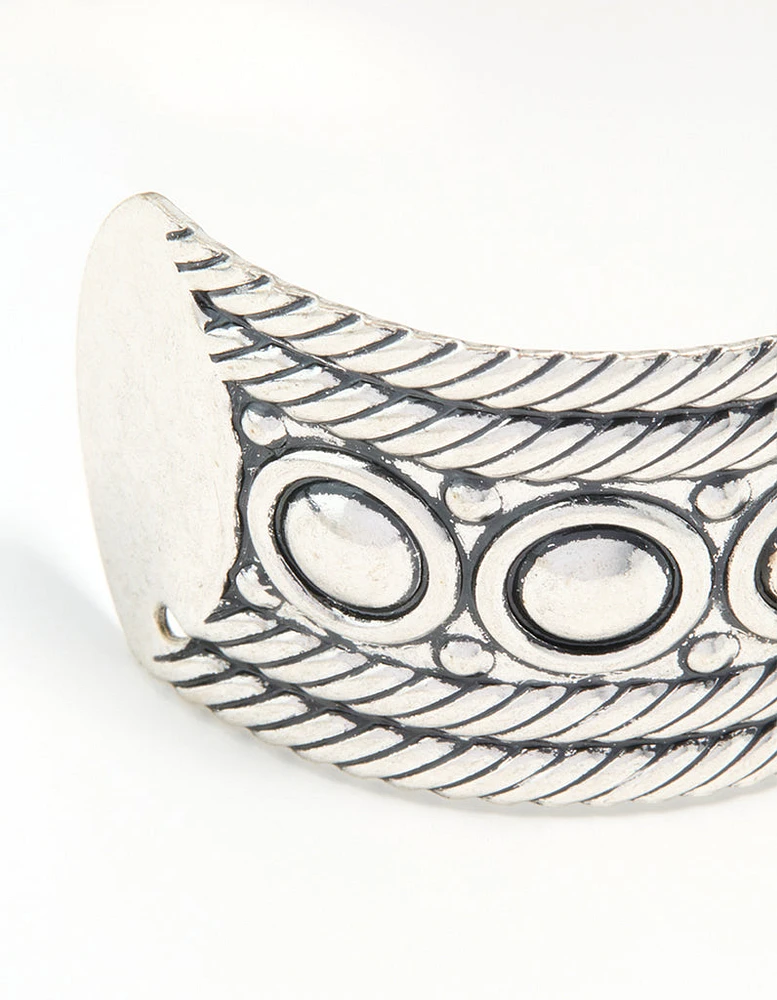 Antique Silver Stone Design Wrist Cuff
