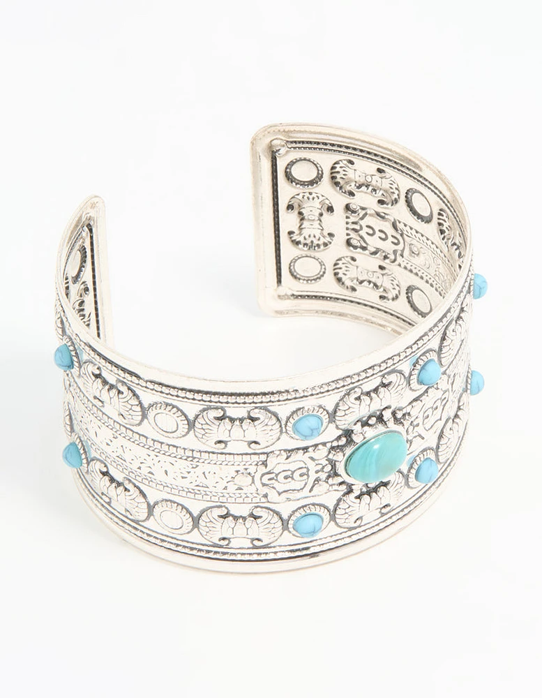 Antique Silver Turquoise Wrist Cuff