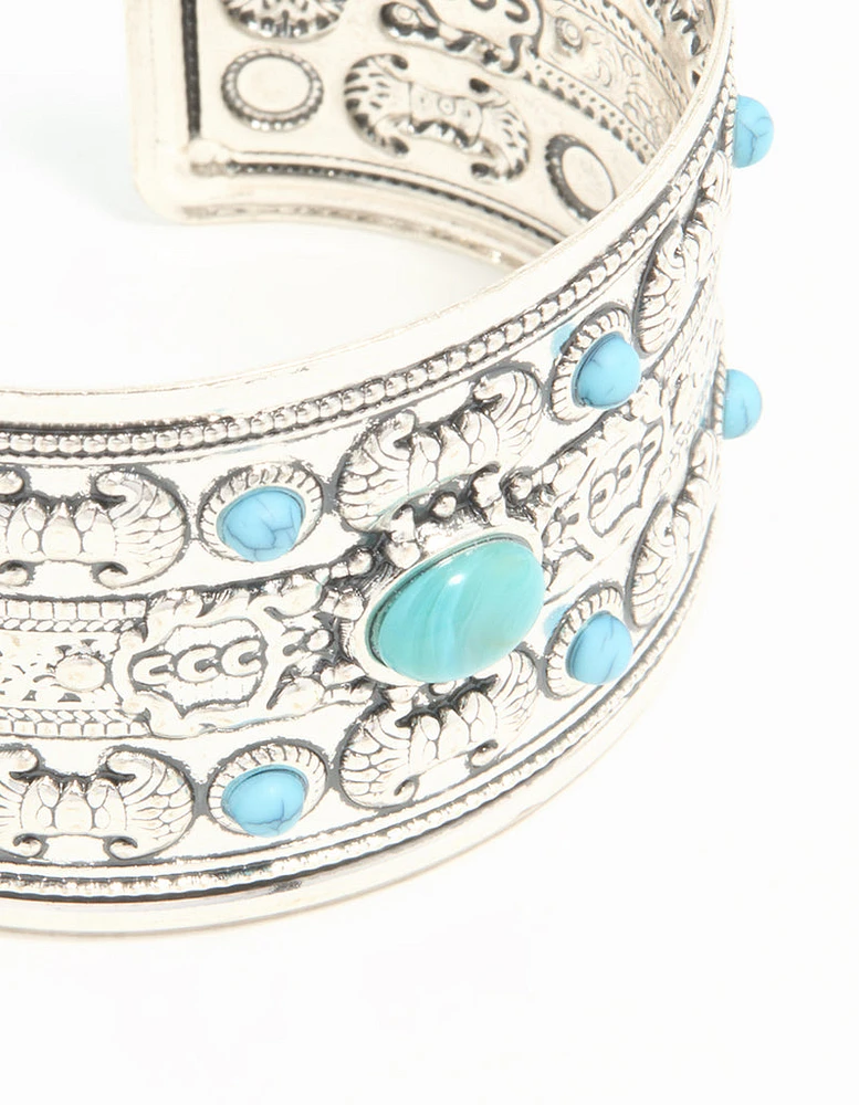 Antique Silver Turquoise Wrist Cuff