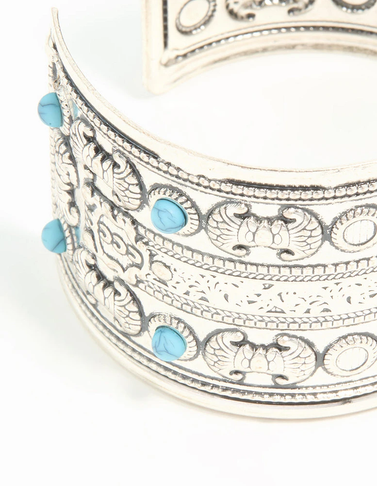 Antique Silver Turquoise Wrist Cuff
