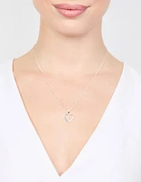 Silver Plated Heart & Cross Pendant Necklace