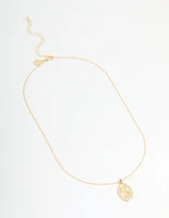 Gold Plated Mary Pendant Necklace