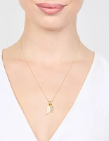 Gold Plated Diamante Wing Charm Pendant Necklace