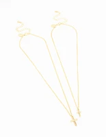 Gold Plated Hammered Cross Necklaces 2-Pack