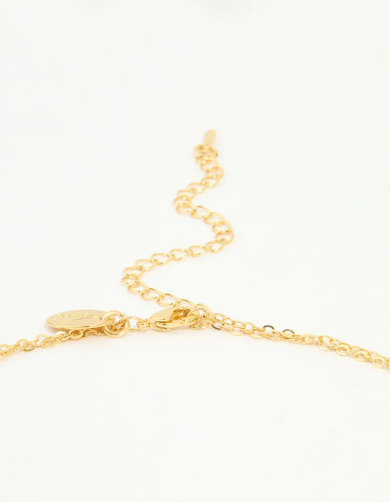 Gold Plated Diamante Cross Layered Necklace