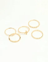 Gold Plated Dainty Cubic Zirconia Stacking Rings 5-Pack