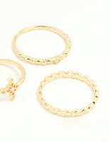 Gold Plated Dainty Cubic Zirconia Stacking Rings 5-Pack