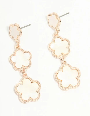 Rose Gold Flower Drop Earrings