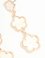 Rose Gold Flower Drop Earrings