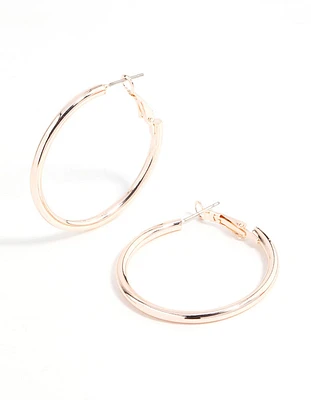 Rose Gold Narrow Hinge Hoop Earrings