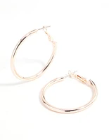 Rose Gold Narrow Hinge Hoop Earrings