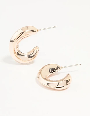Rose Gold Bubble Small Open Hoop Earrings