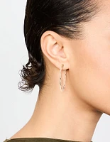 Rose Gold Molten Thin Hoop Earrings
