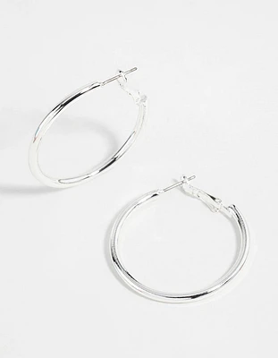 Silver Narrow Hinged Hoop Earrings