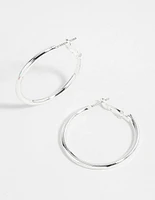 Silver Narrow Hinged Hoop Earrings