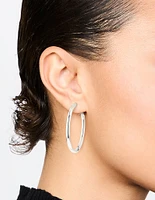 Silver Narrow Hinged Hoop Earrings